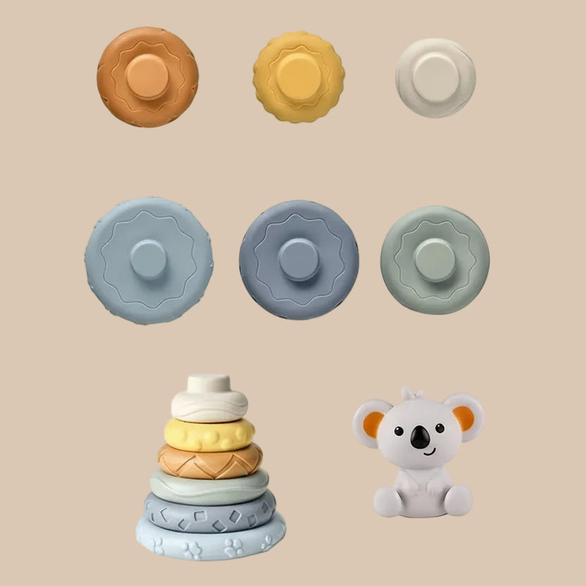 Blocs de Construction en Silicone Montessori - Jouet d'Éveil et Dentition pour Bébé