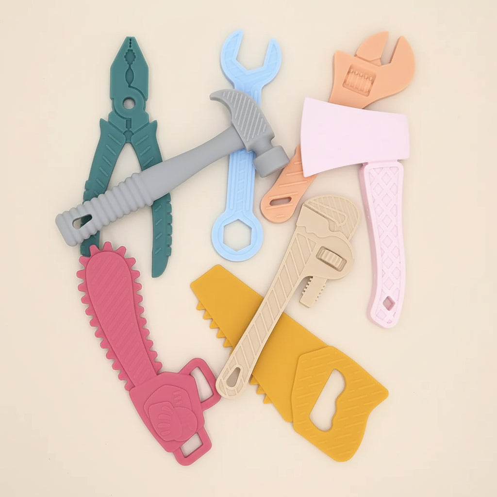 Ensemble de 6 Jouets de Dentition Silicone en Forme d'Outils pour Bébé