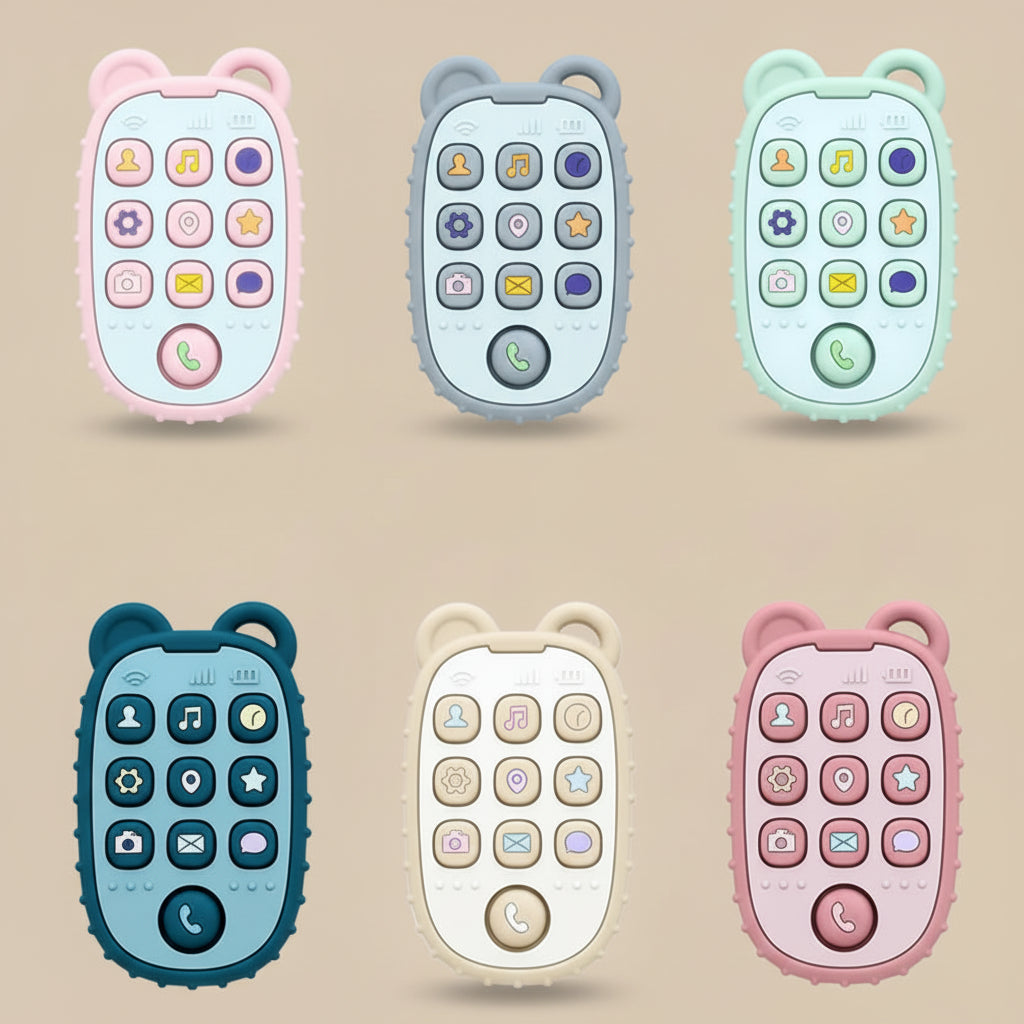 Hochet de Dentition Téléphone en Silicone | Jouet Sensoriel Bébé