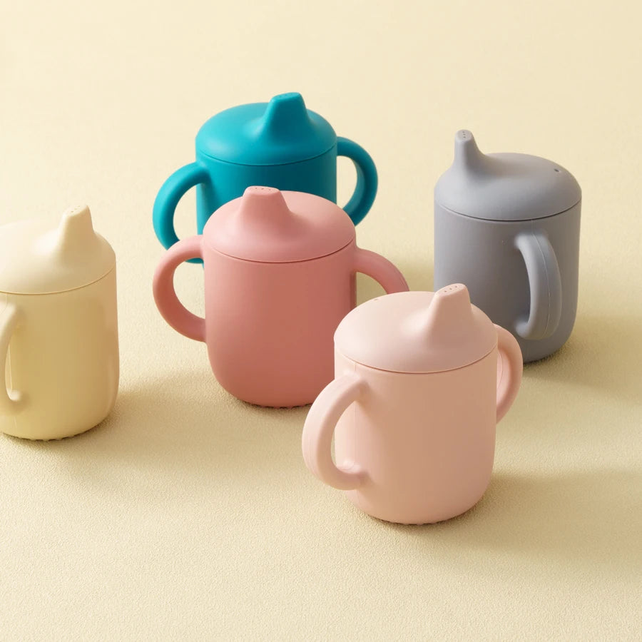 Tasse d'Apprentissage en Silicone pour Bébé avec Poignées