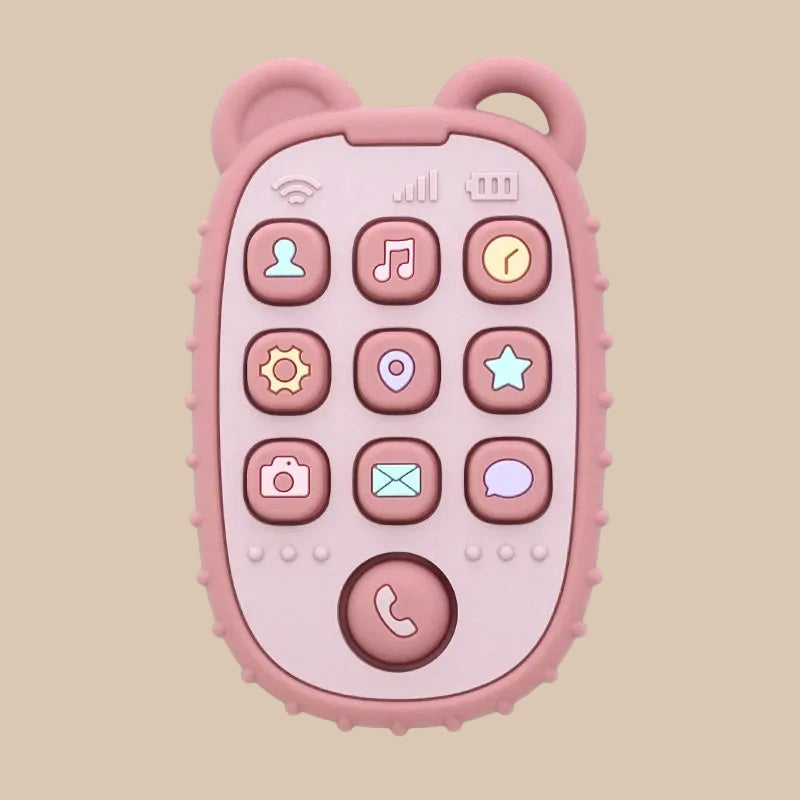 Hochet de Dentition Téléphone en Silicone | Jouet Sensoriel Bébé