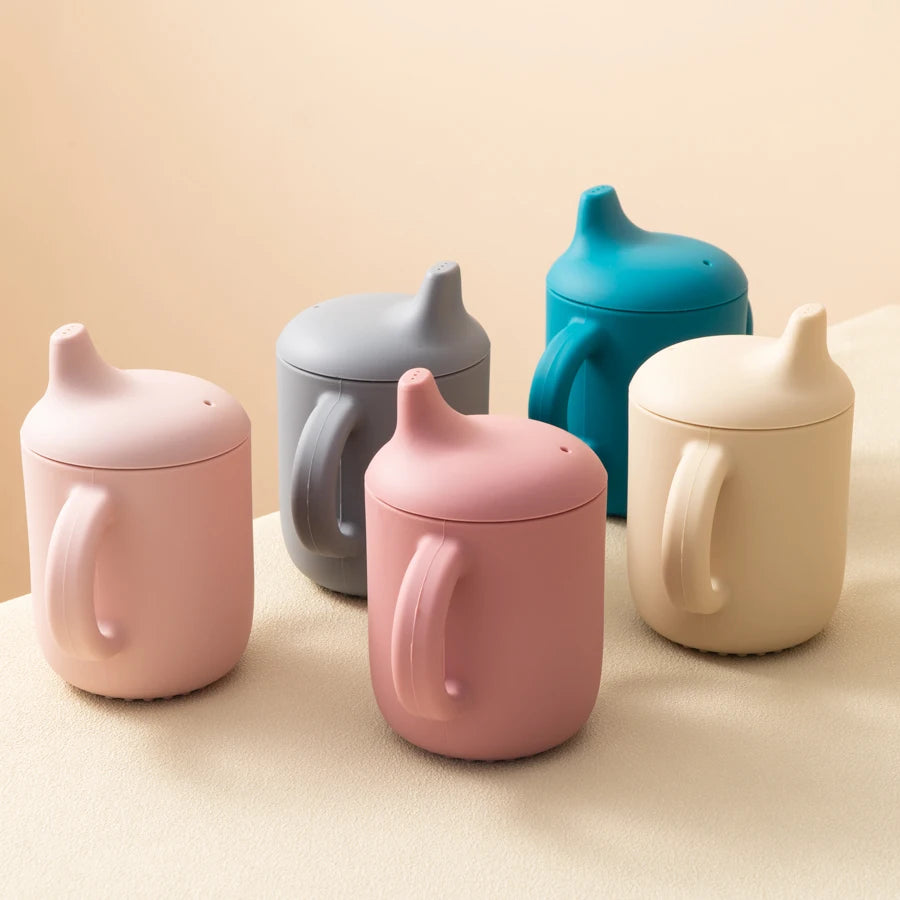 Tasse d'Apprentissage en Silicone pour Bébé avec Poignées
