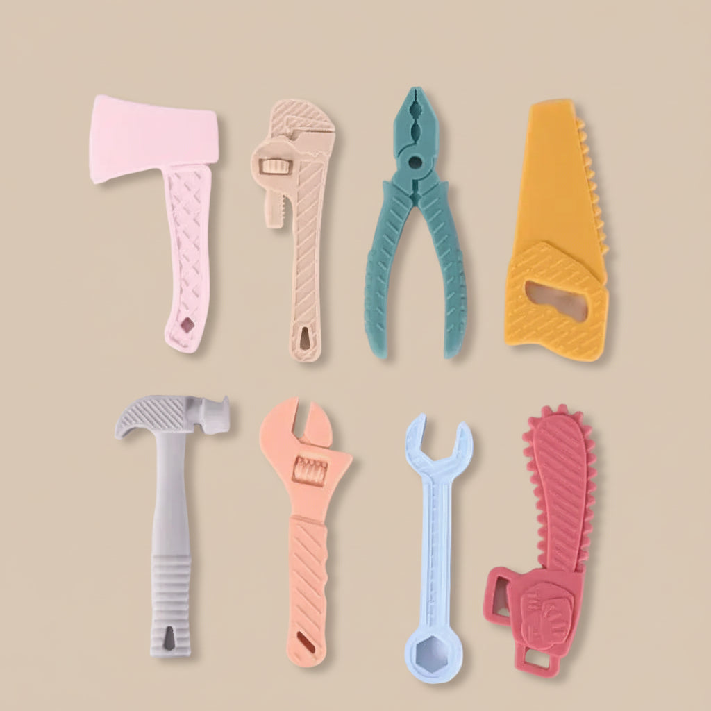 Ensemble de 6 Jouets de Dentition Silicone en Forme d'Outils pour Bébé
