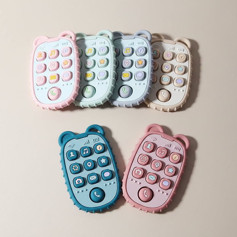 Hochet de Dentition Téléphone en Silicone | Jouet Sensoriel Bébé